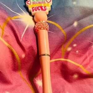 Pink Beaded Women's Pen Accessory